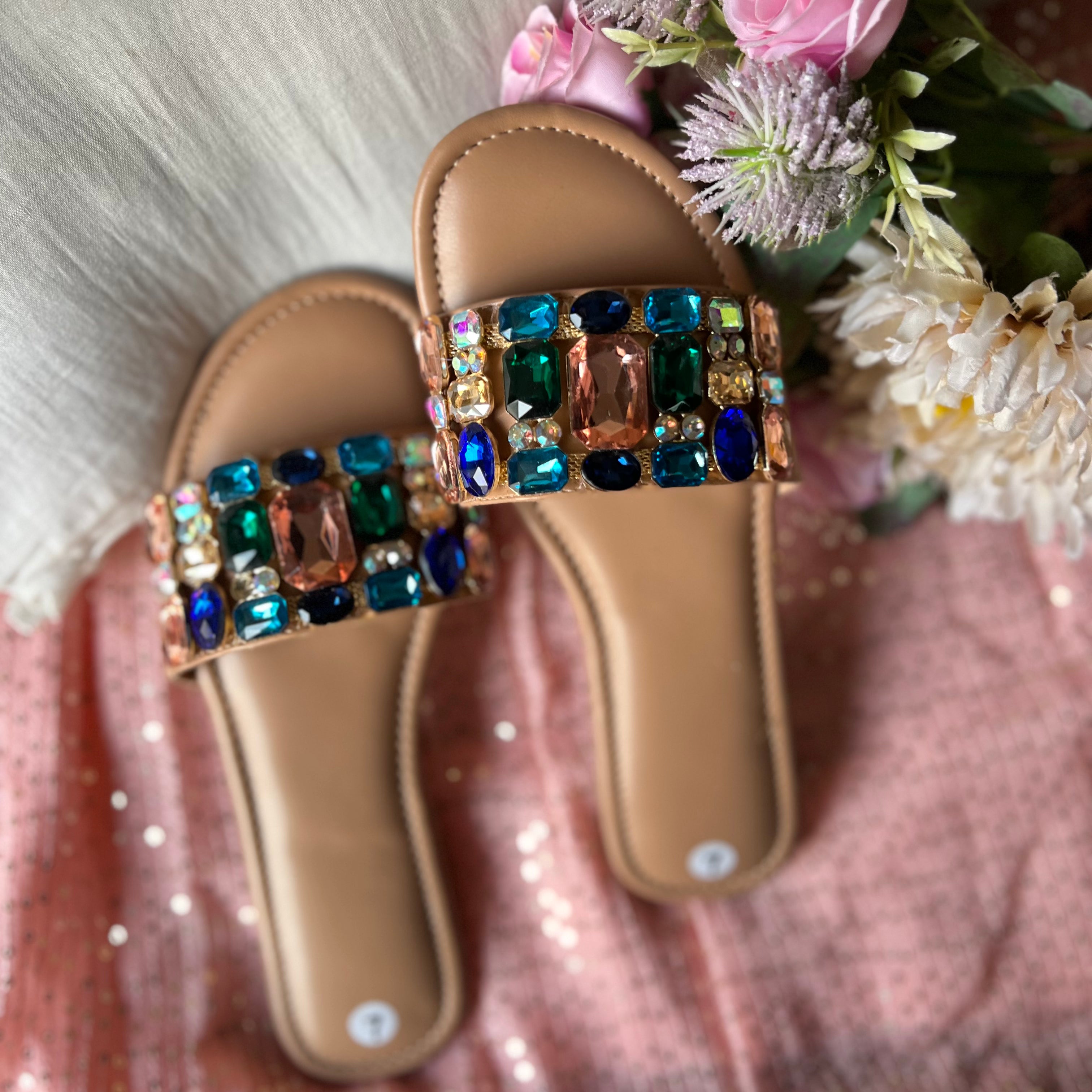 Coloured Stone sandals