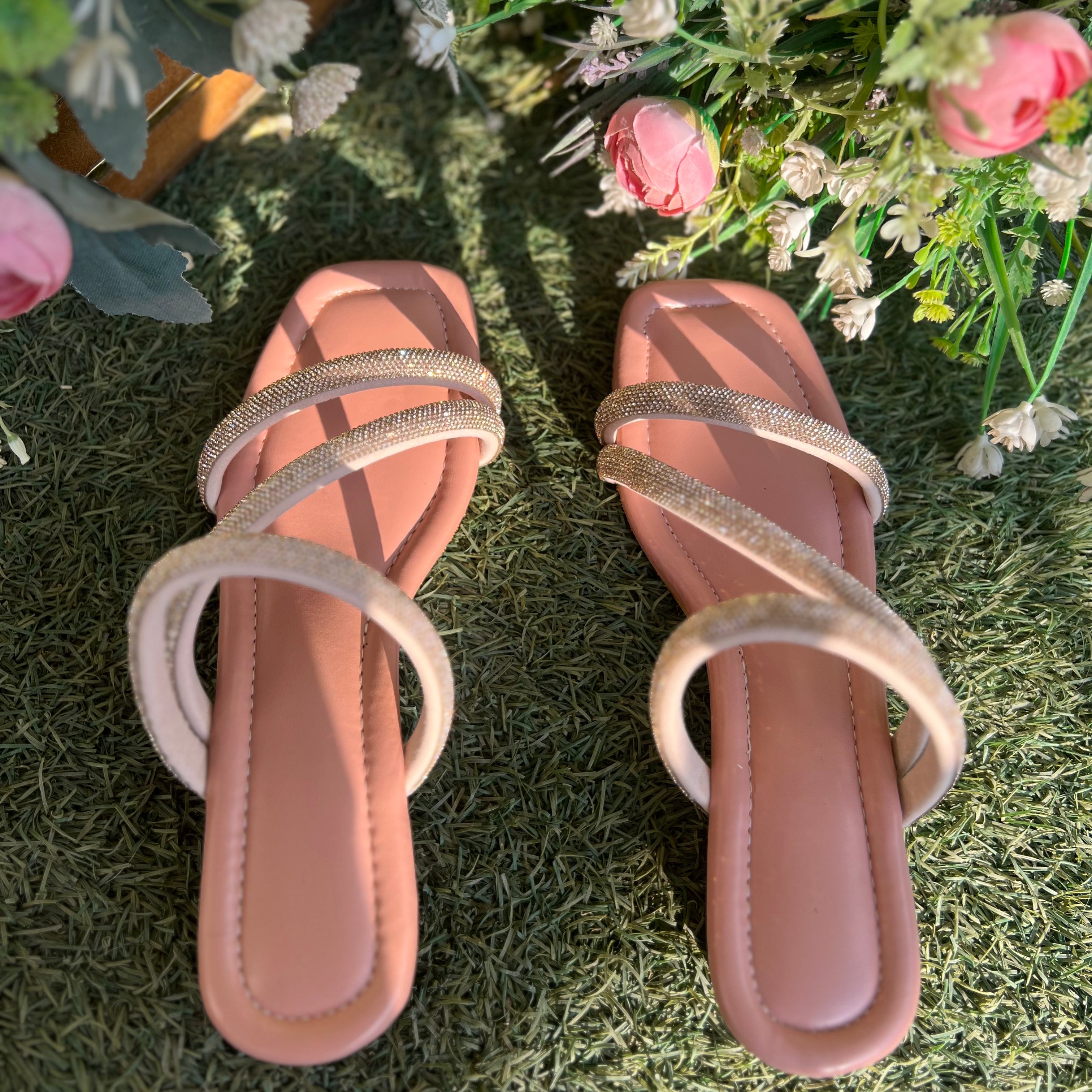 Peach shimmer flats