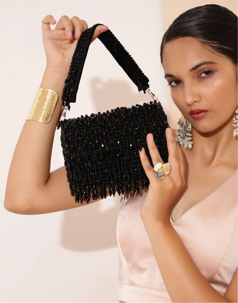 Beads embroidered bag