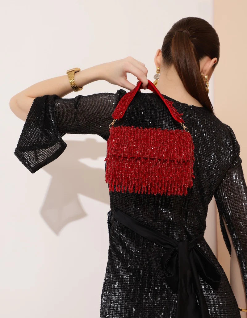 Beads embroidered bag