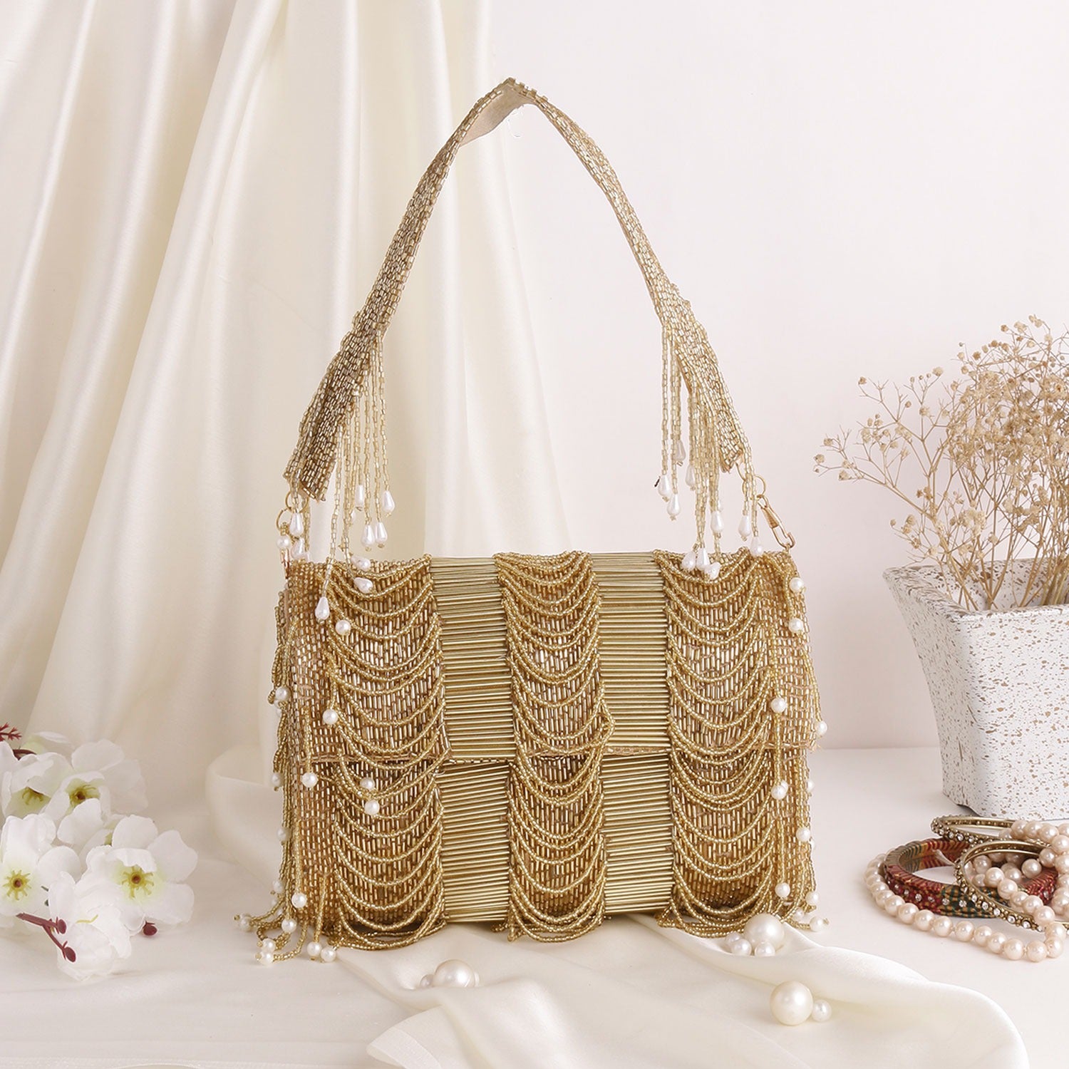 Gold flap bag