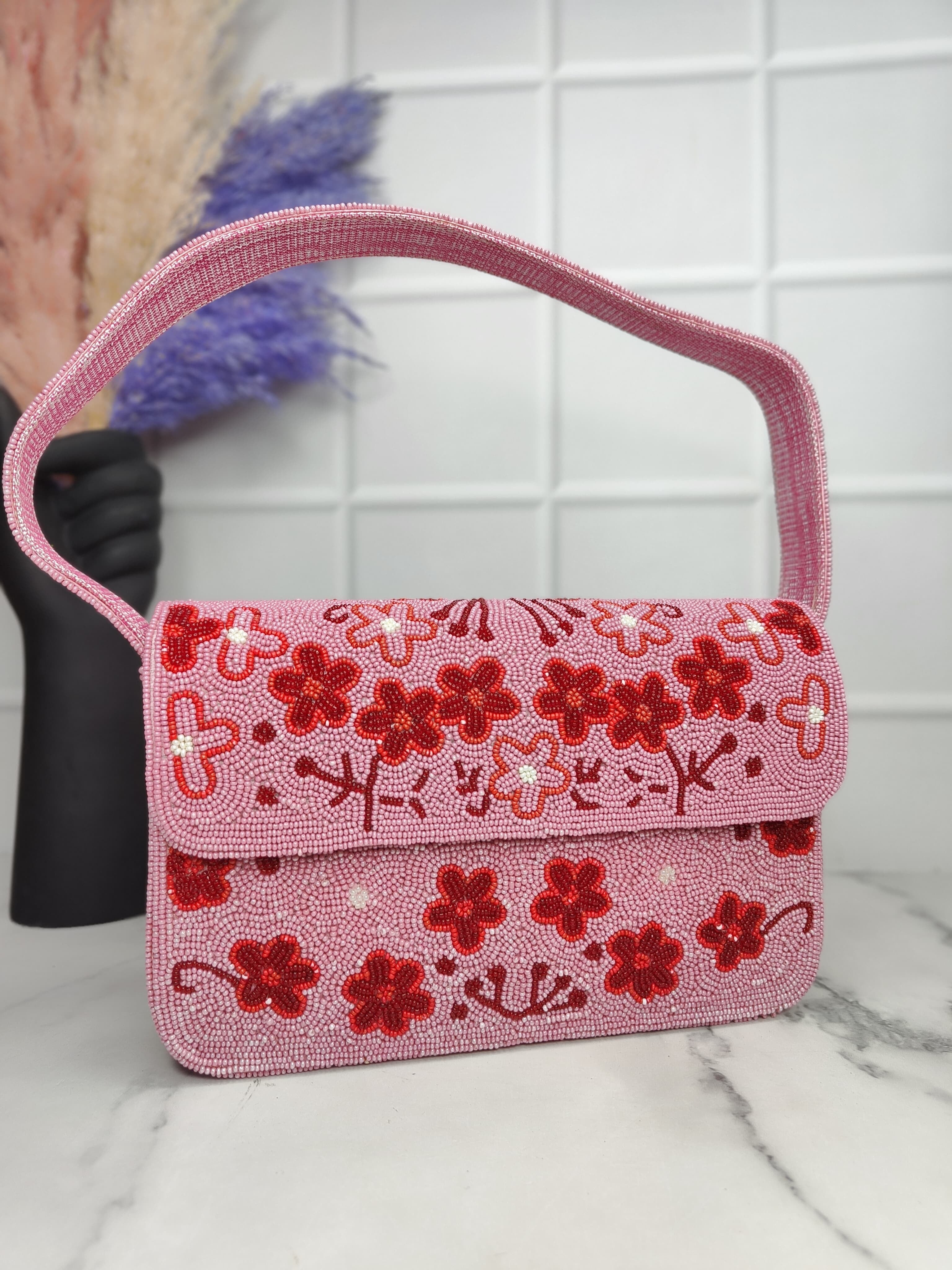 Pink floral bag hotsell