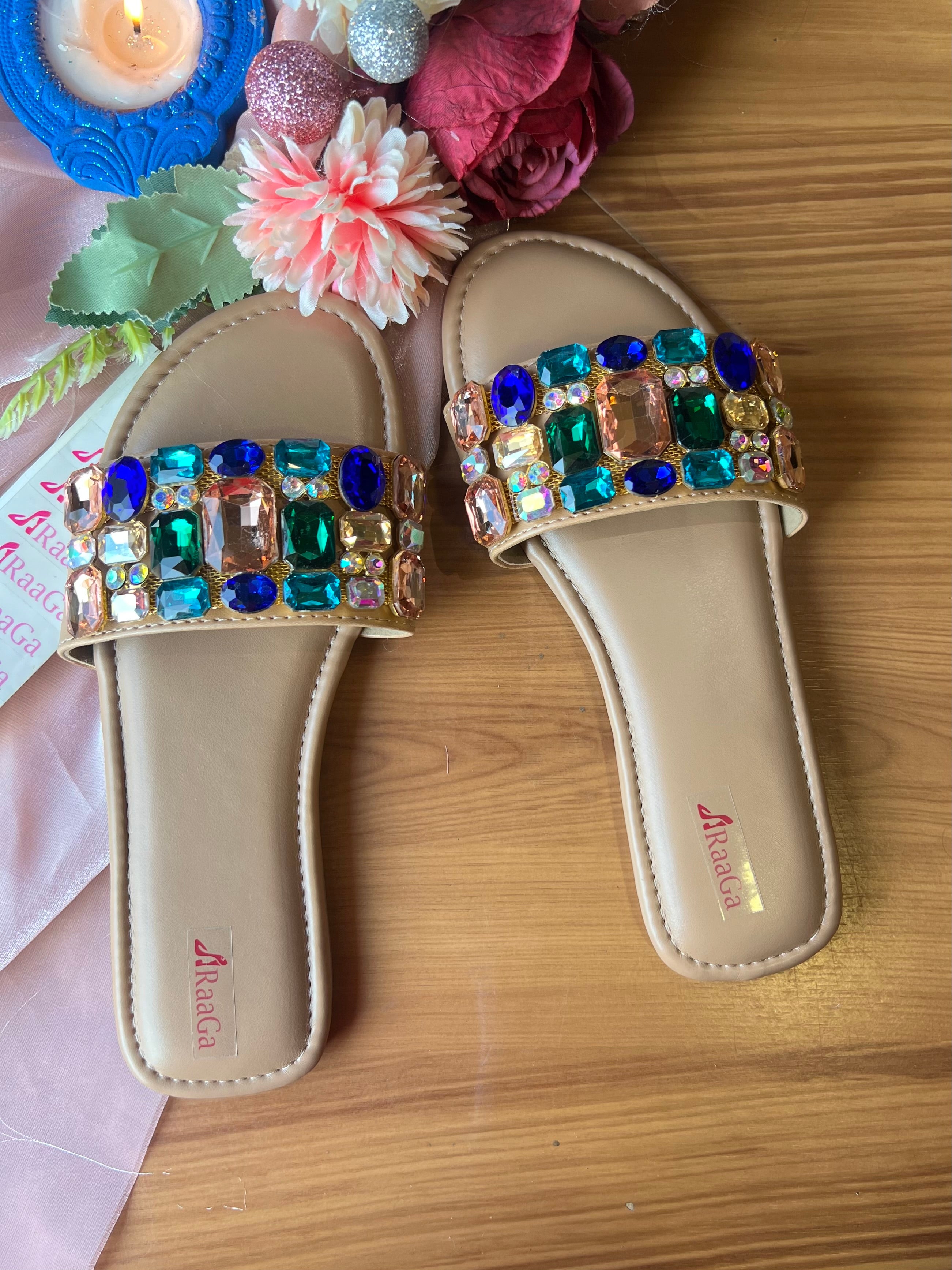 Coloured Stone sandals