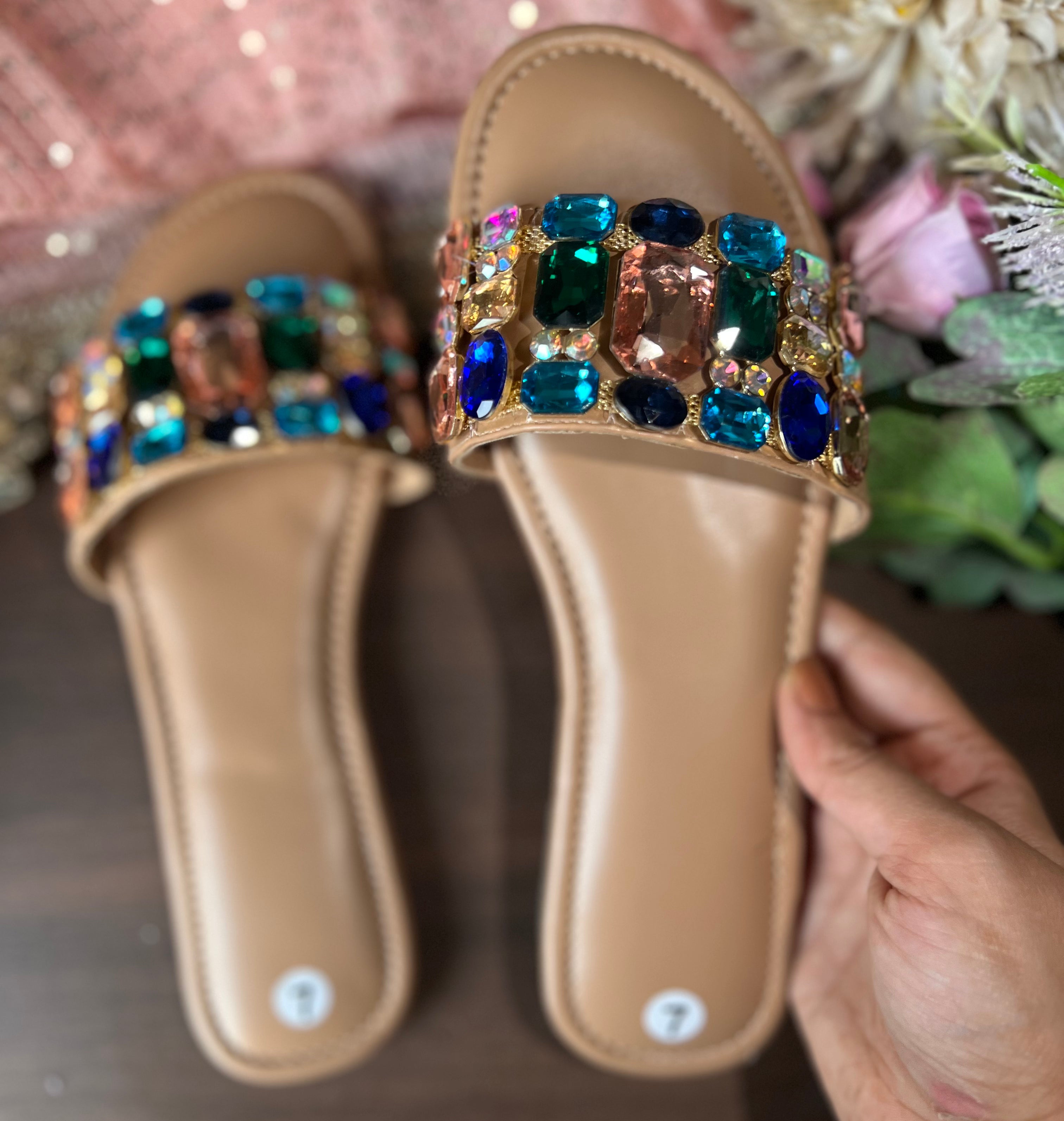 Coloured Stone sandals