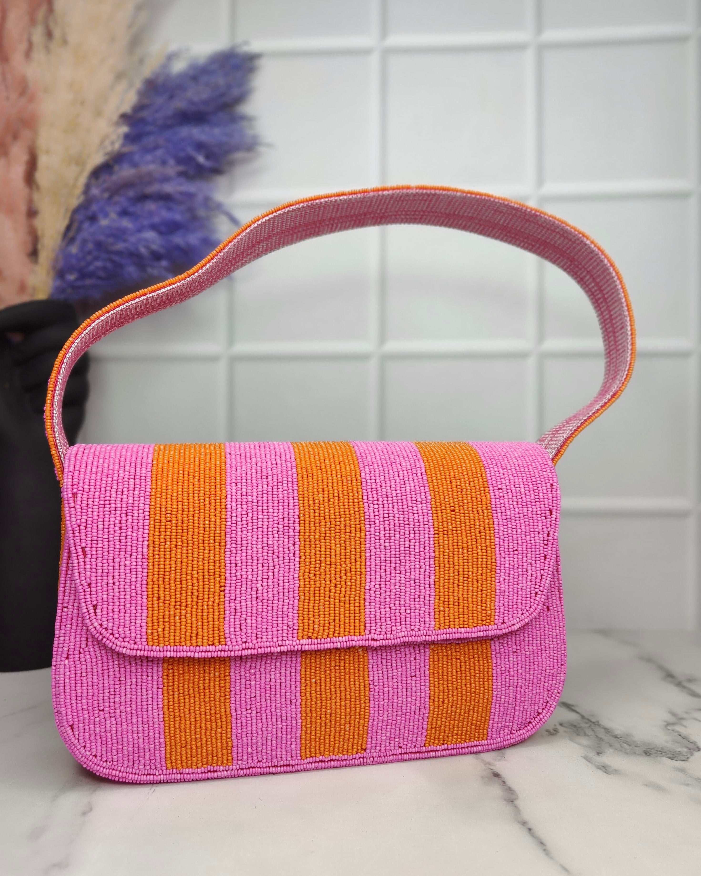 Striped shoulder bag