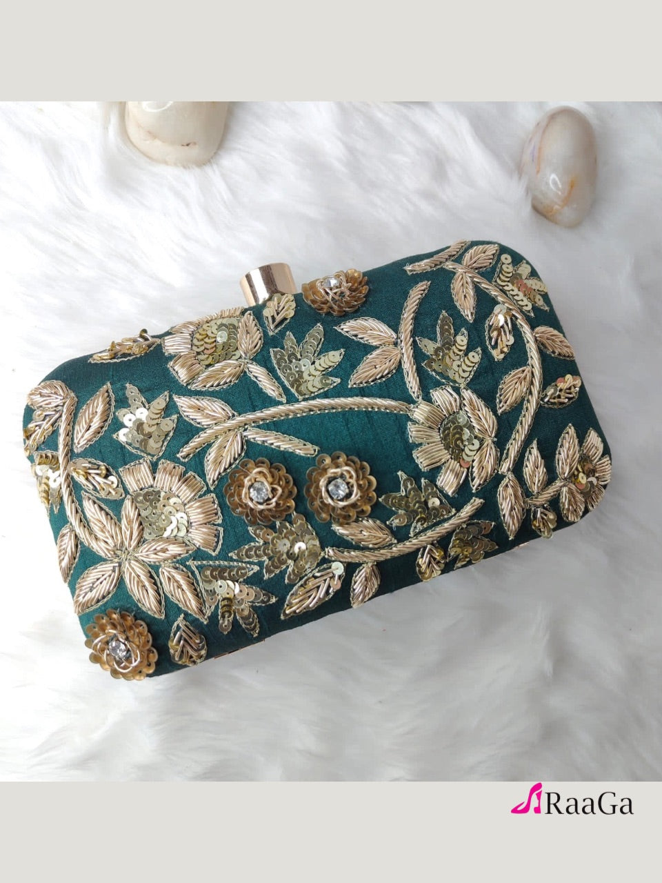 Embroidered party clutch